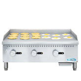 36 in. Natural Gas 3-Burner Griddle with 90,000 BTU in Stainless-Steel (KM-GG3-36M)